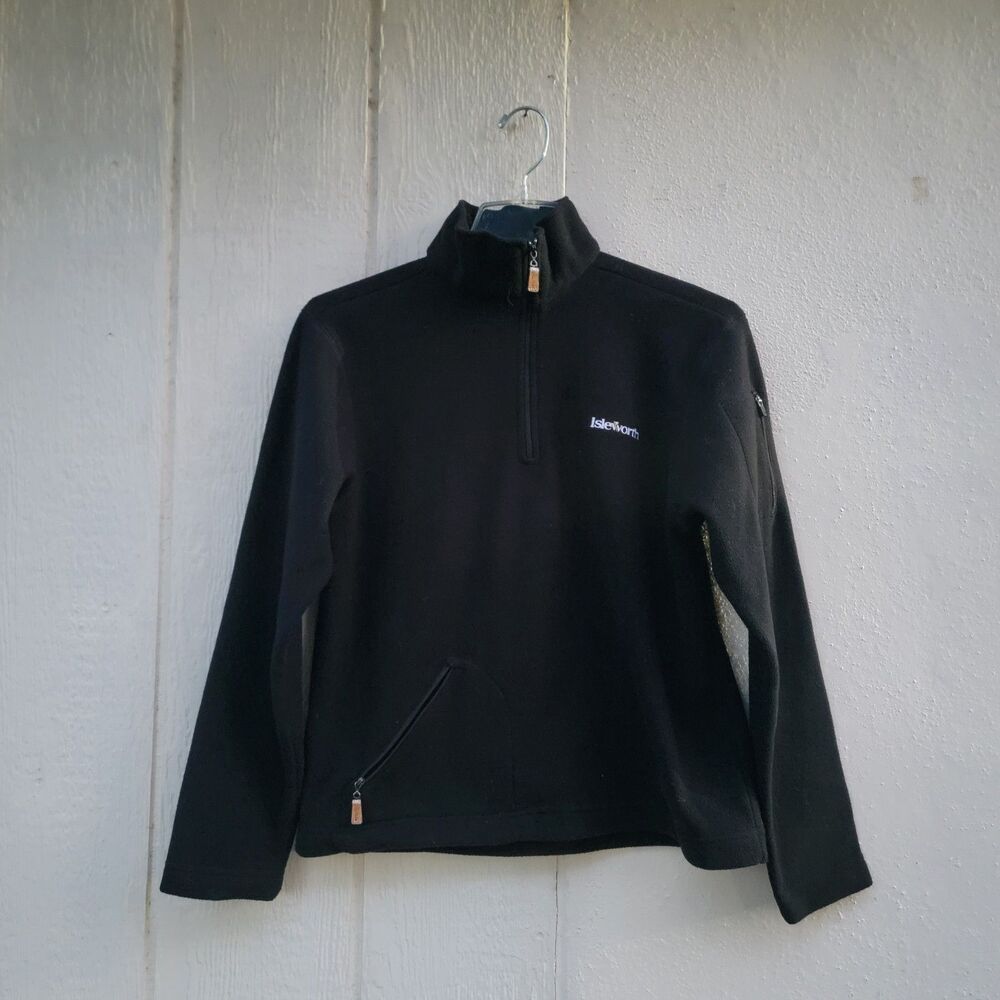 PETER MILLAR Wmns Medium Black Fleece 1/4 Zip Pullover Sweater Golf Preppy